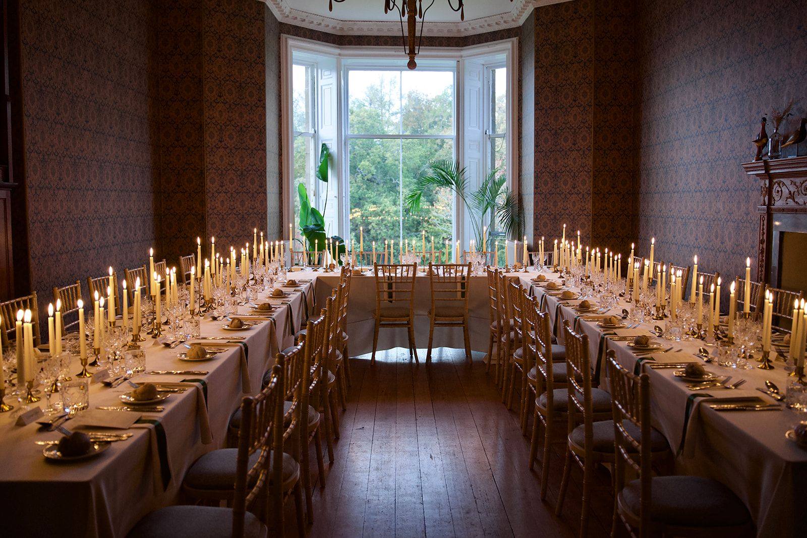 Birkhill's ballroom lit by candlelight