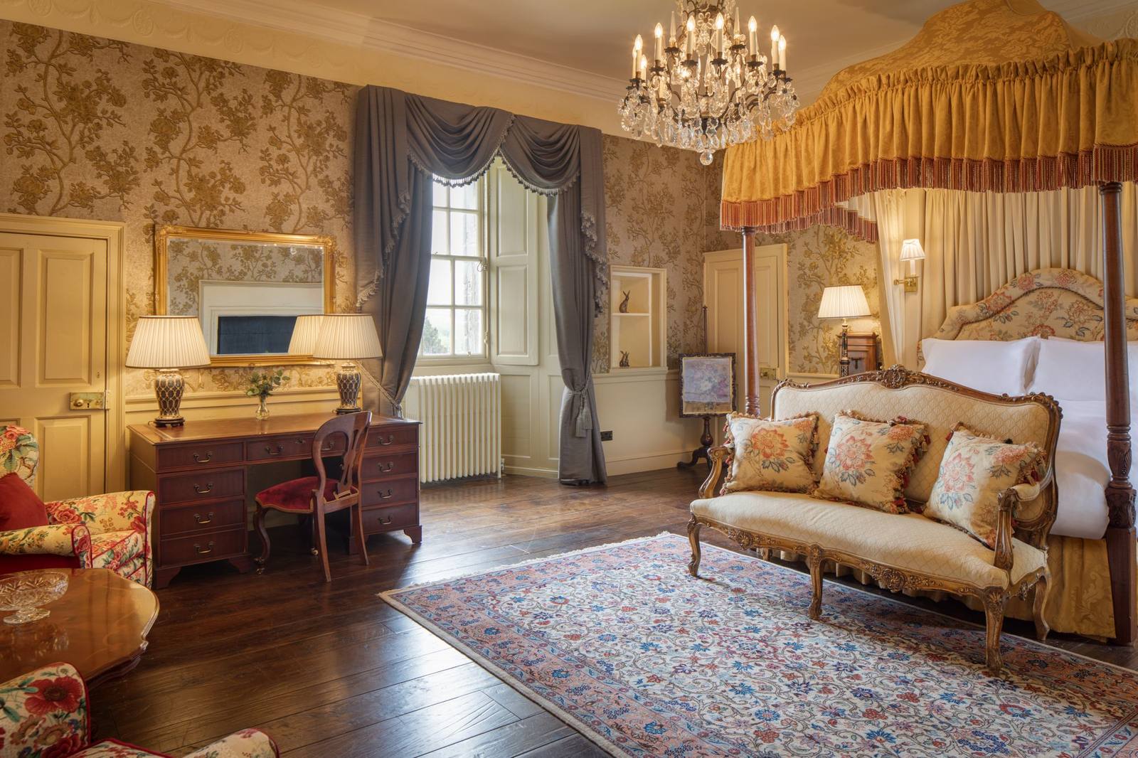A four-poster bedroom at Killochan Castle